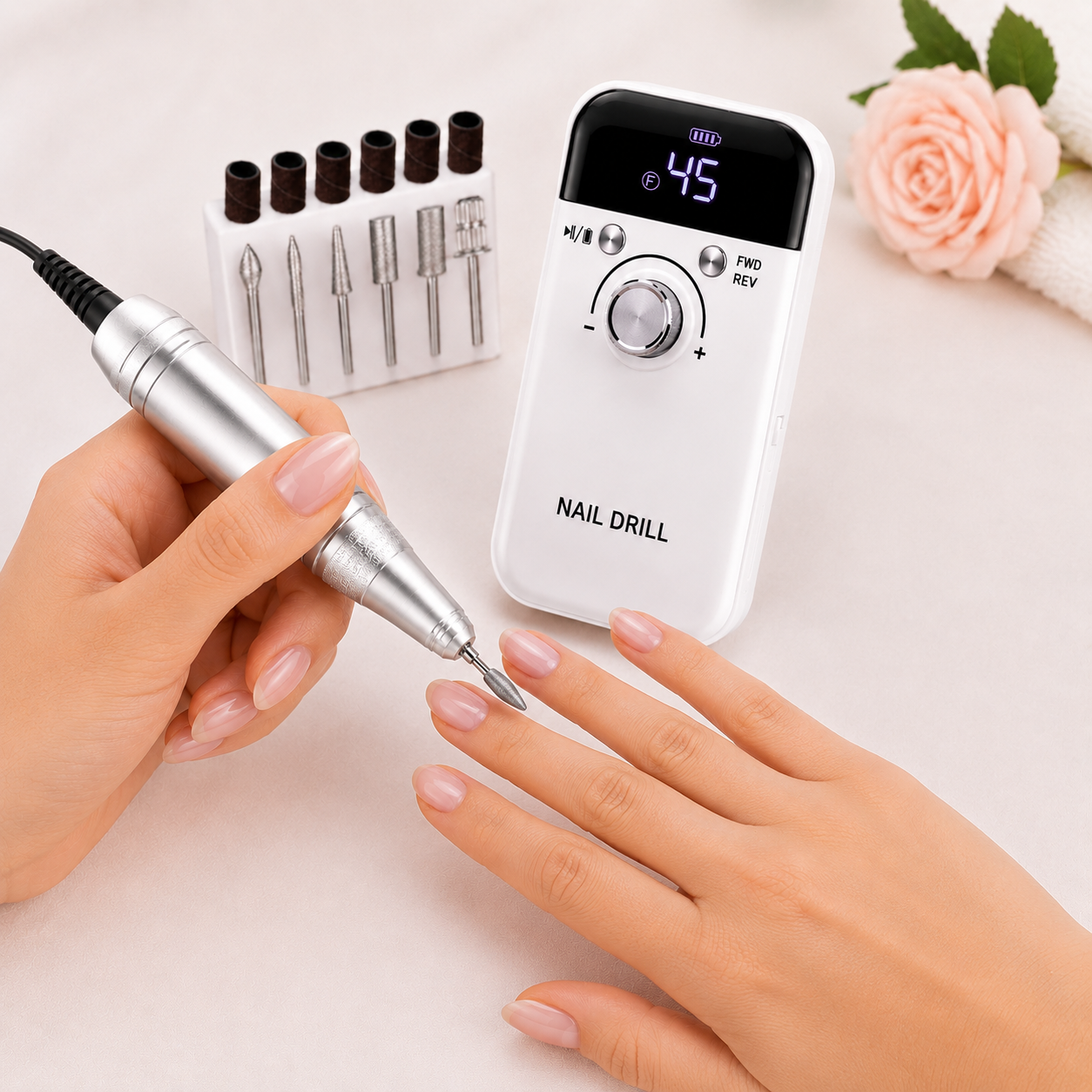 NailME Fix - professionelles Nagel Maniküre-Set mit 45000 U/min